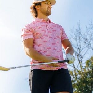 NWOT Waggle Hog Heaven Pink Pig Polo Shirt Size X Large